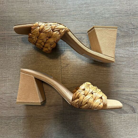 Steve Madden Women's Mylee Beige Block Heel Sandals Size 8 - Picture 4 of 10